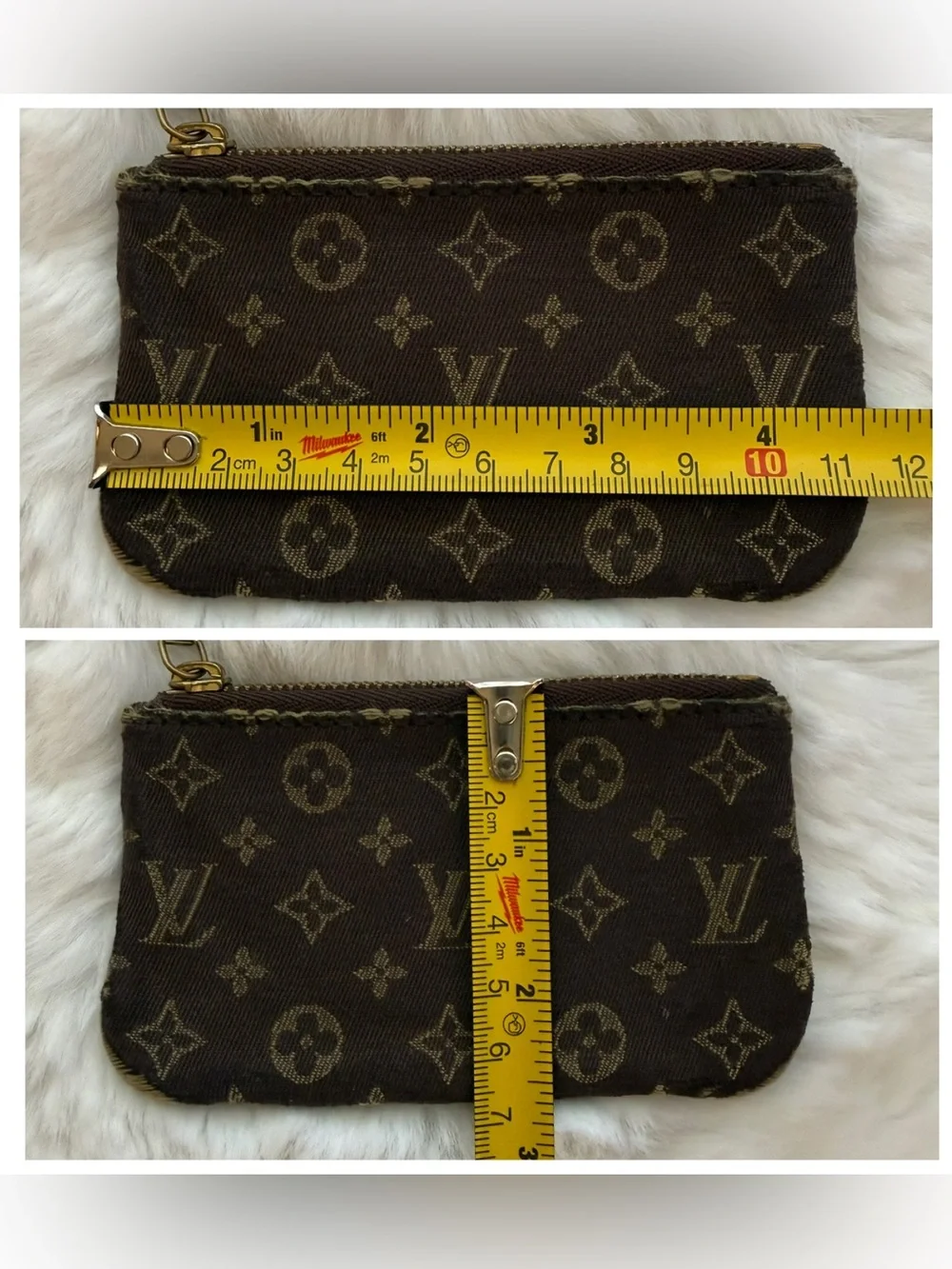 Louis Vuitton Monogram Canvas Mini Lin Key Card Pouch in Brown and Tan